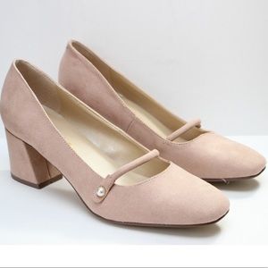 Unisa Mary Jane Blush Pink Suede Block Heels